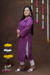 Dobby Cotton Tone to Tone Chikankari Straight Kurta